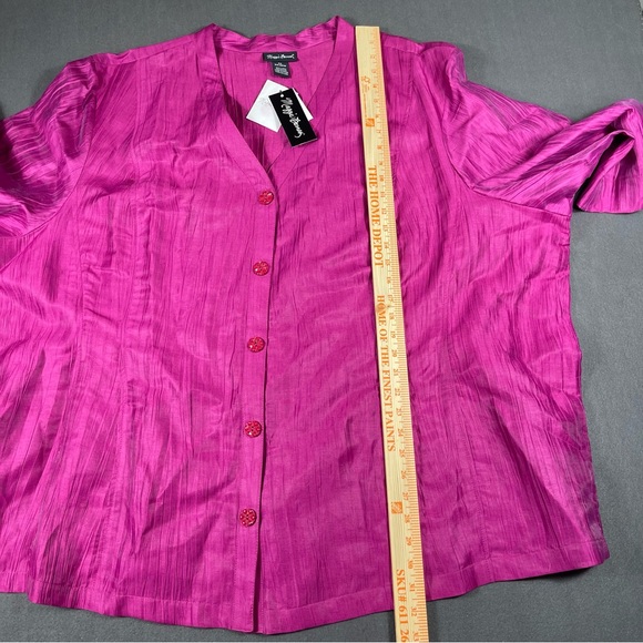 NWT Maggie Barnes Women Pink Purple Linen Blend Button Up Blouse Top Shirt Sz 5X - Picture 8 of 11